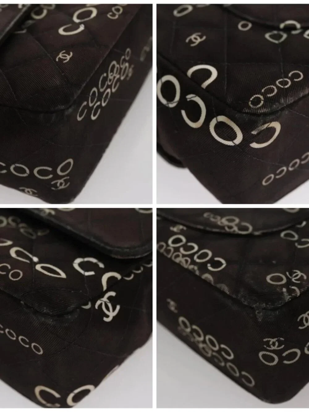 CHANEL Matelasse 25 Chain Shoulder Bag Canvas Black Gold CC Auth 108396